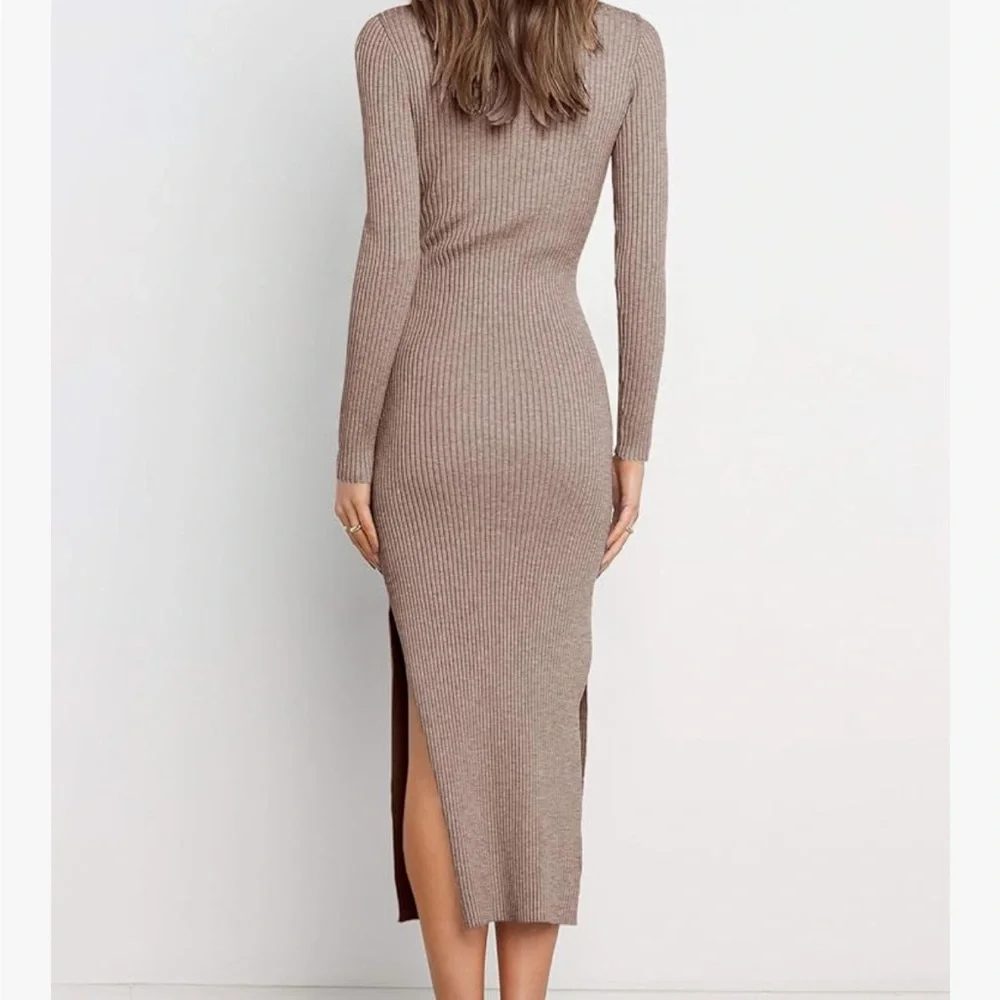 Anrabess Long-Sleeve Knit Dress in Brown - Picture 3 of 4